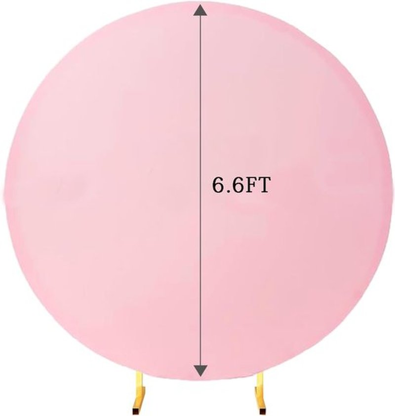 Skiennix 6.6 FT Round Backdrop Cover - Pink Spandex Wedding Circle Arch for Baby Shower & Birthday Party