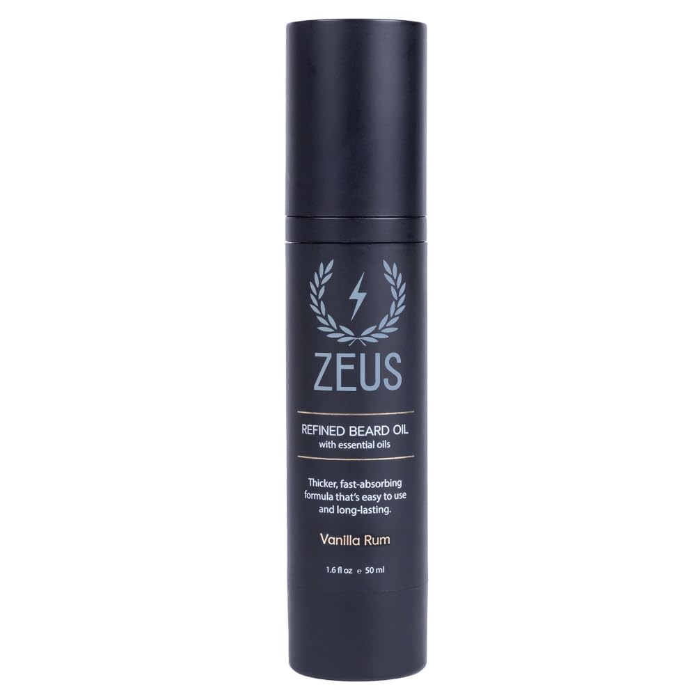 ZEUS Refined Beard Oil for Men with Natural Oils (Vanilla Rum) 1.6 fl oz