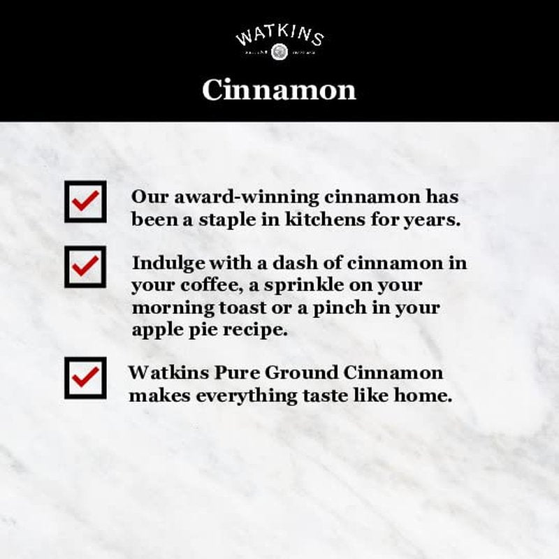 Watkins Gourmet Pure Ground Cinnamon - 6 oz. Tin for Flavorful Baking & Cooking