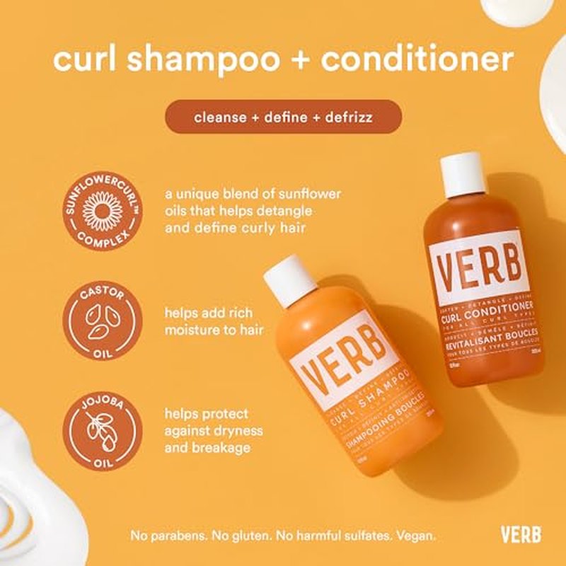 VERB Curl Conditioner, 12 fl oz - Soften, Define + Hydrate - Frizz Control + Curl Retention - Vegan, No Parabens or Harmful Sulfates