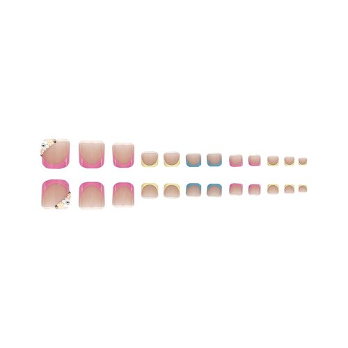 48Pcs Summer Flower Press on Nails Long & Press on Toenail for Girls Nail Decoration Kit French Tip Fake Nails with Nail Glue Rhinestones Glossy Acrylic Nails False Nails for Women Stick on Nails