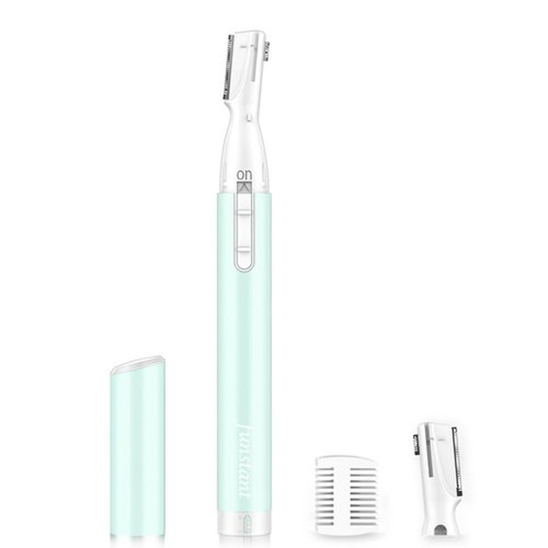 Funstant Eyebrow Trimmer for Women, Precision Facial Hair Trimmer for Chin, Lips, Neck, Upper Lip & Cheeks, Battery Operated Dual-Blade Groomer with Comb Attachment, Painless Portable Electric Shaper