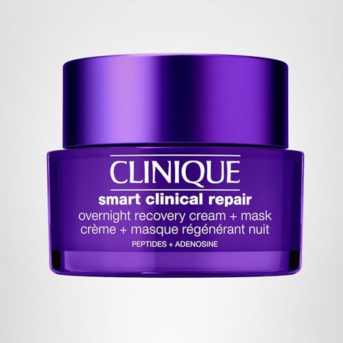 Clinique Smart Clinical Repair Anti Aging Overnight Recovery Face Cream + Mask For All Skin Types | With Hyaluronic Acid + Peptides | Hydrating | Repairs Lines + Wrinkles, 1.7 Fl Oz