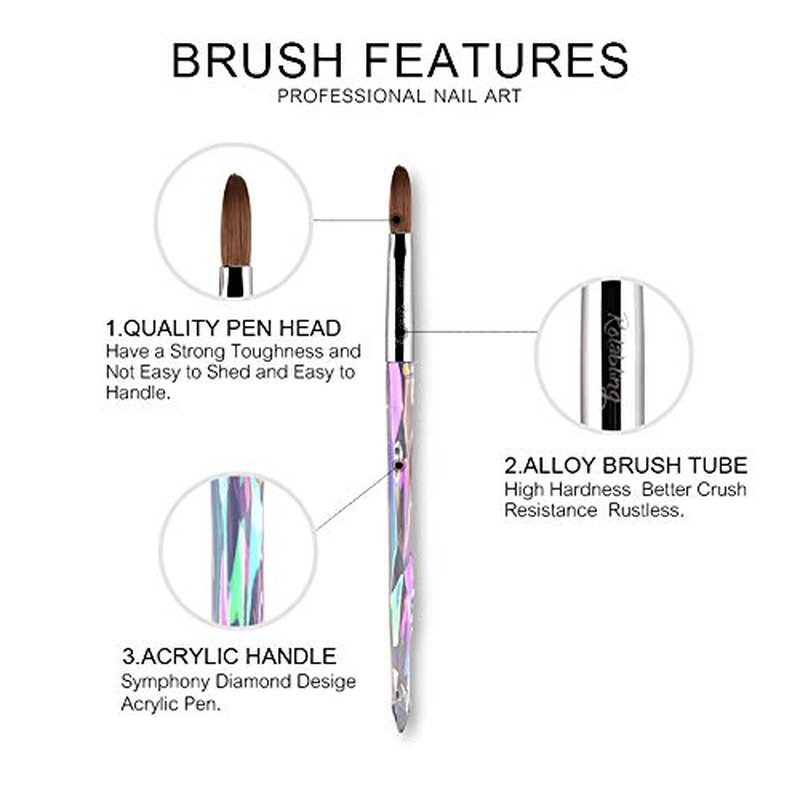 Rolabling Nail Art Brush Acrylic Brush Nail Pen with Symphony Diamond Handle Manicure Design Nail Art Tool (10#)