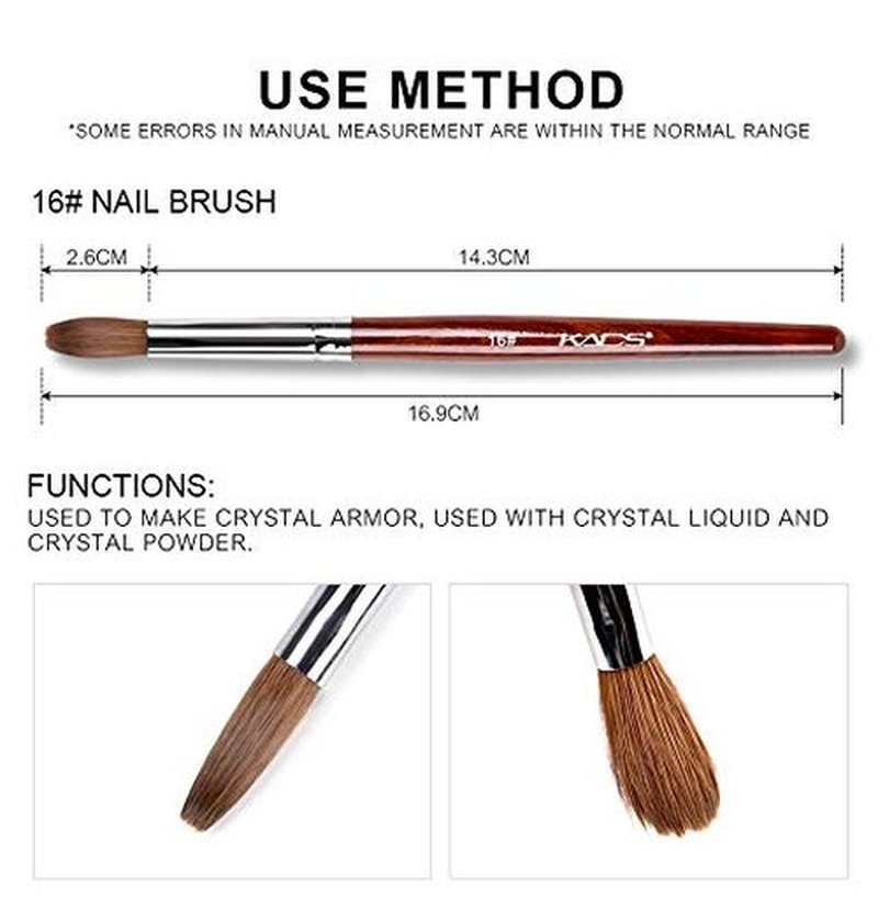 KADS Kolinsky Sable Acrylic Nail Art Brush Red Wood Pen Nail Brush for Nail Art Manicure Tool (16#)
