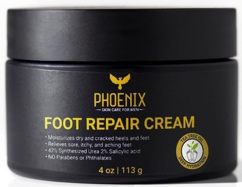 Phoenix Foot Cream - 42% Urea Cream for Cracked Heels, Dry Feet & Callus Treatment, Urea 40 Lotion with Tea Tree Oil & Salicylic Acid, Paraben-Free Foot Cream for Men
