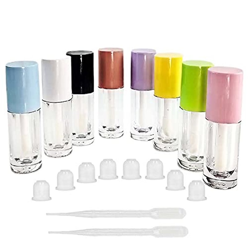COSIDEA 30pcs Black Empty 6ml 0.2oz Lip Gloss Tubes with Big Doe Foot Wand，Round Lipgloss Containers，Concealer Tube Cosmetic Packing Container Bulk Wholesale