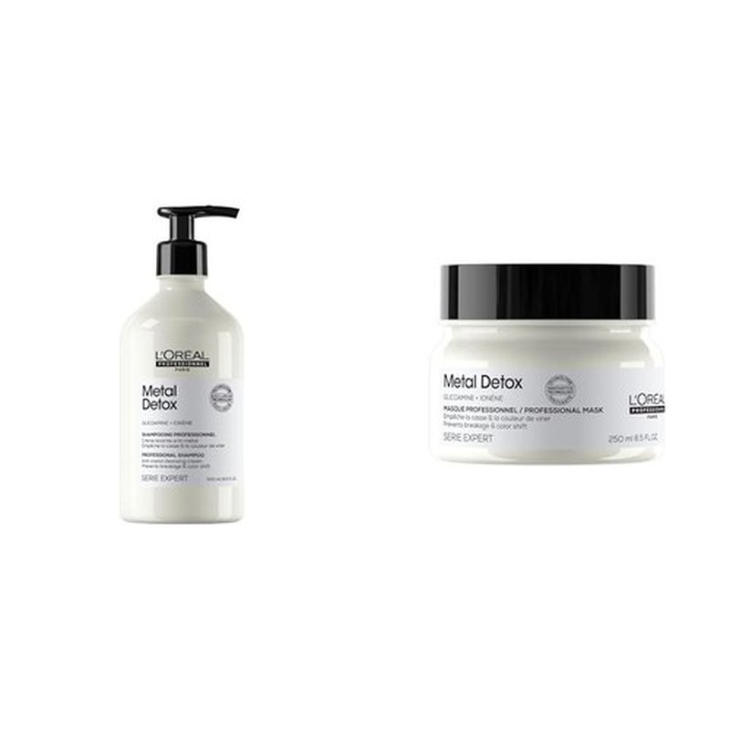 L'Oréal Professionnel Paris Metal Detox Shampoo & Mask Set - Protect Color, Remove Metal Build-Up, Paraben & Sulfate-Free