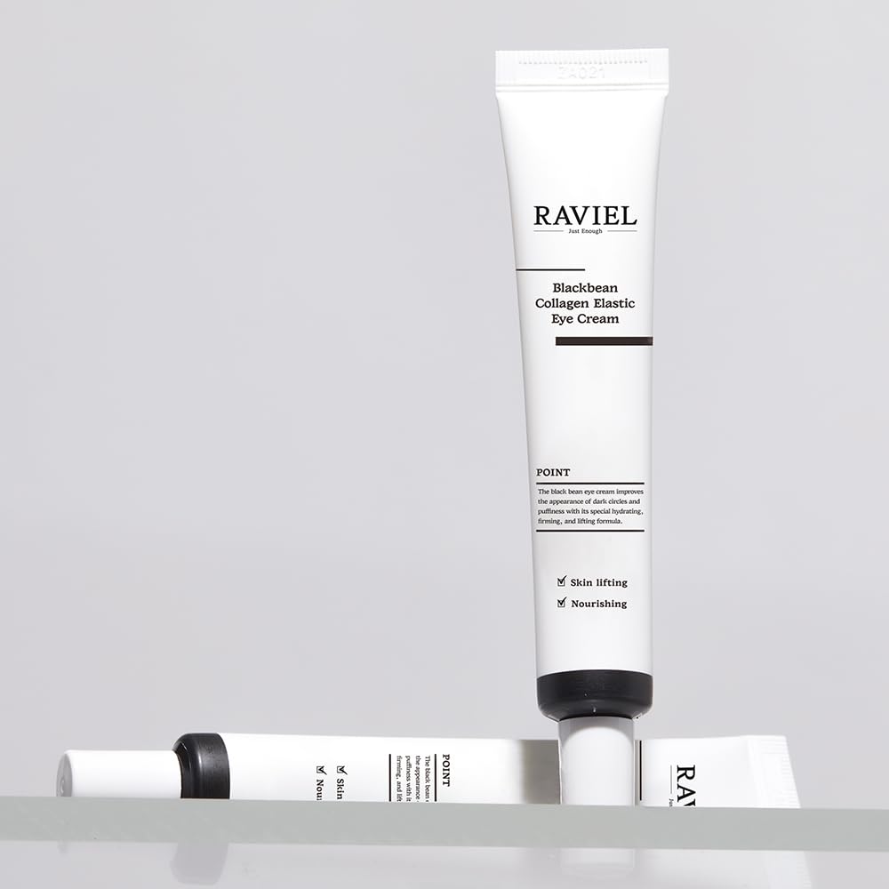 RAVIEL Black Bean Collagen Elastic Eye Cream Set | Brightening & Anti-Wrinkle | Smooth & Fast Absorbing, KFDA-Certified | Highly Rated in Korea (0.67 fl oz, Pack of 2)
