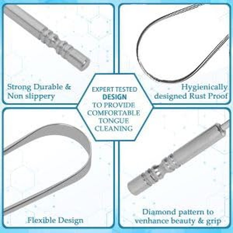 YASHIKA ENT Stainless Steel Tongue Scraper - 2 Pack Multicolor Travel Cases for Fresh Breath