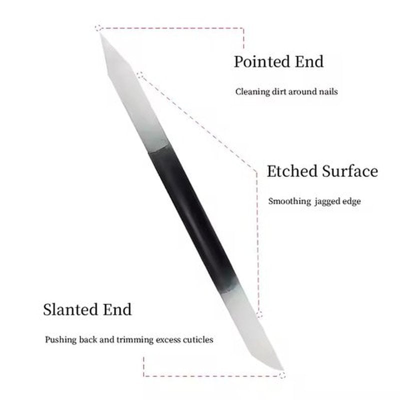 Professional Glass Nail File Set, 3-Piece Crystal Files with Case. Glass Nail File Set Includes a Nail File, Cuticle Pusher, and Nail Buffer, Manicure Tools, Black Gradient
