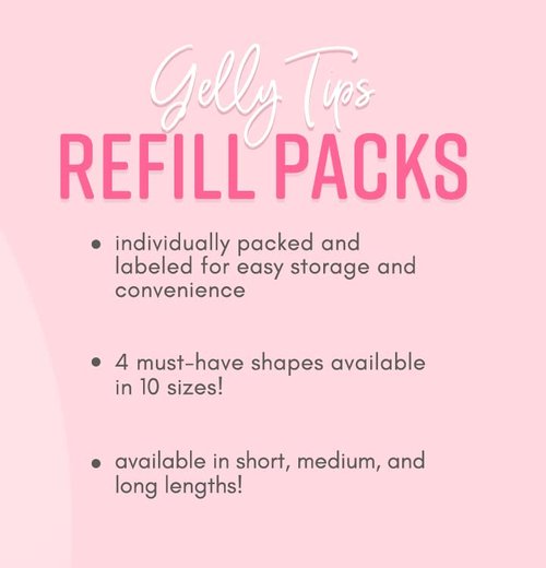 Kiara Sky Gelly Tip Soak Off Nails Refill Packs - Coffin Medium (Sizes 3, 4, 5)