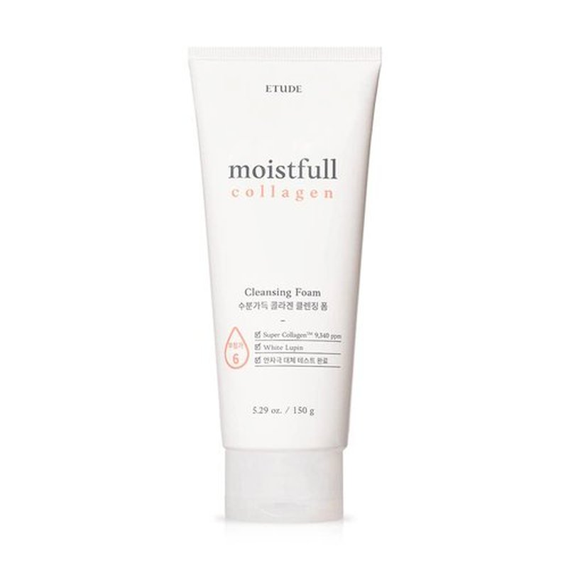 ETUDE Moistfull Collagen Cleansing Foam, Face Wash, Foam Cleanser, Super Collagen Water, Lupinus Albus Protein, Gentle Cleansing, Clinically Tested, Korean Skin Care, Beauty (5.29 Ounce)