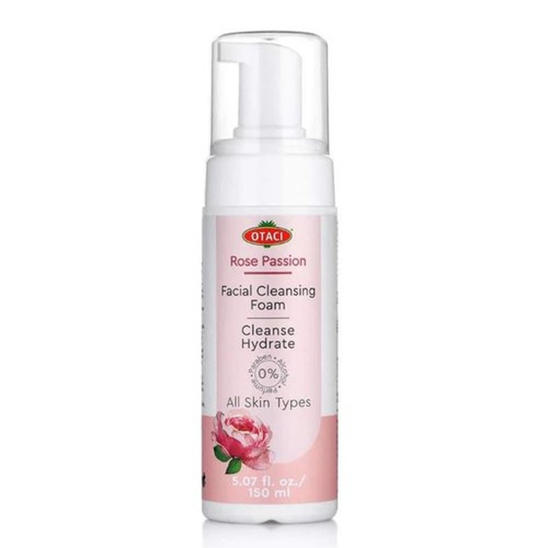 OTACI Rose Passion Facial Cleansing Foam – 100% Natural Damascus Rose & Aloe Vera Vegan Face Wash for Gentle Deep Clean, Hydration, Calm Skin & Makeup Removal (150 ml)