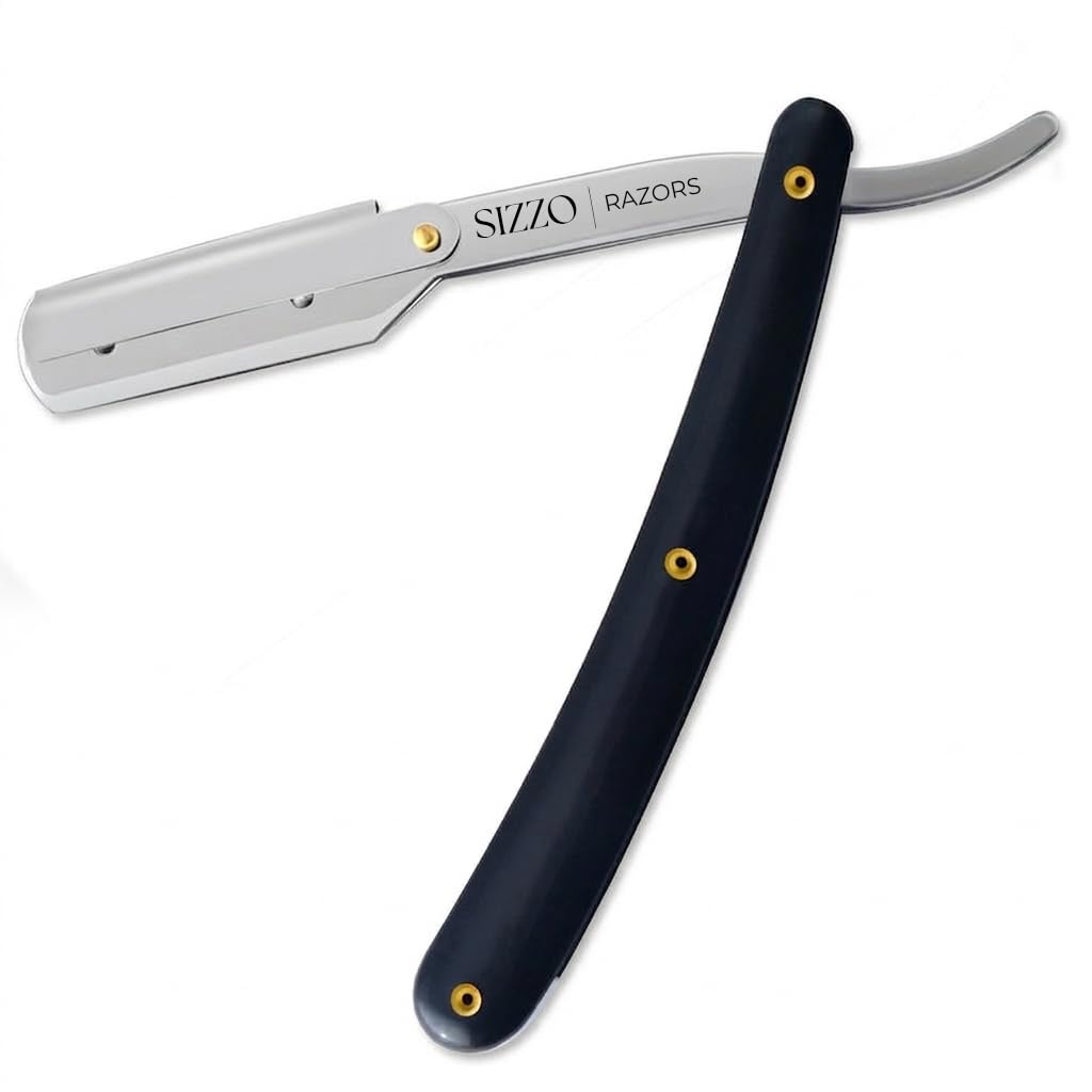 SIZZO Professional Straight Shaving Razor for Men (Silver Black)
