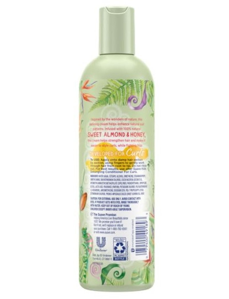 Suave Kids Natural Sweet Almond Honey Curly Hair Detangling Conditioner, Tear Free, No Parabens, No Dyes, 16.5 Oz Pack of 4