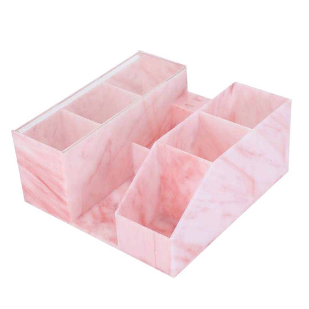 LIXIMMAZN Acrylic Large Capacity Makeup Organizer, Grafting Beauty Extension Supplies Lash Storage Display, Eyelash Storage Case Brush Tweezers Cosmetic Holder (Pink Marble)