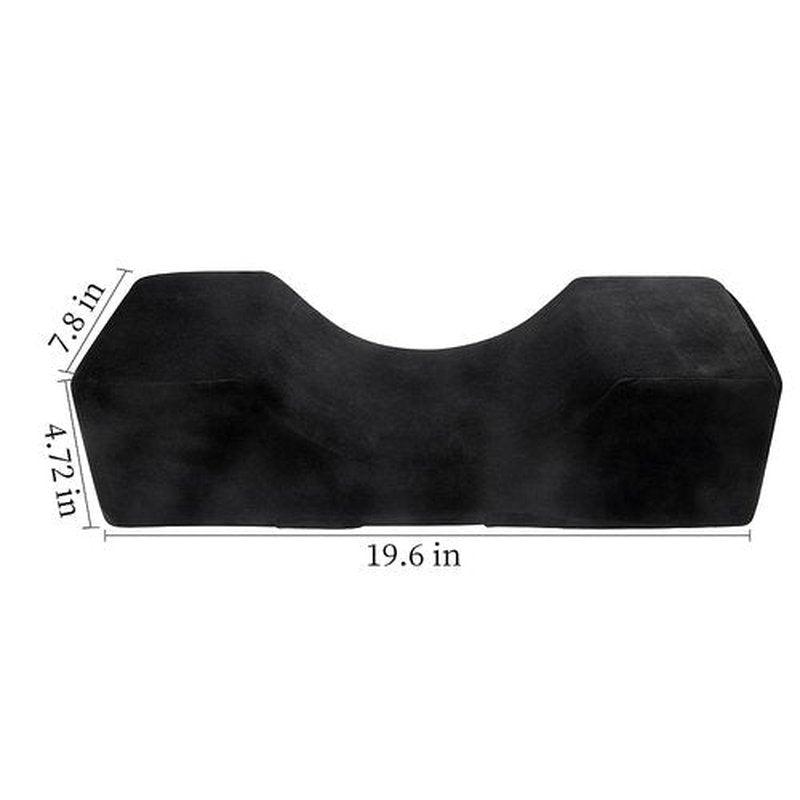 Beauty Salon Eyelash Extension Velvet Lash Pillow Beauty Salon Memory Foam Neck Pillow for Lash Extension Grafting Make Up Side Pockets for Tools(Black)