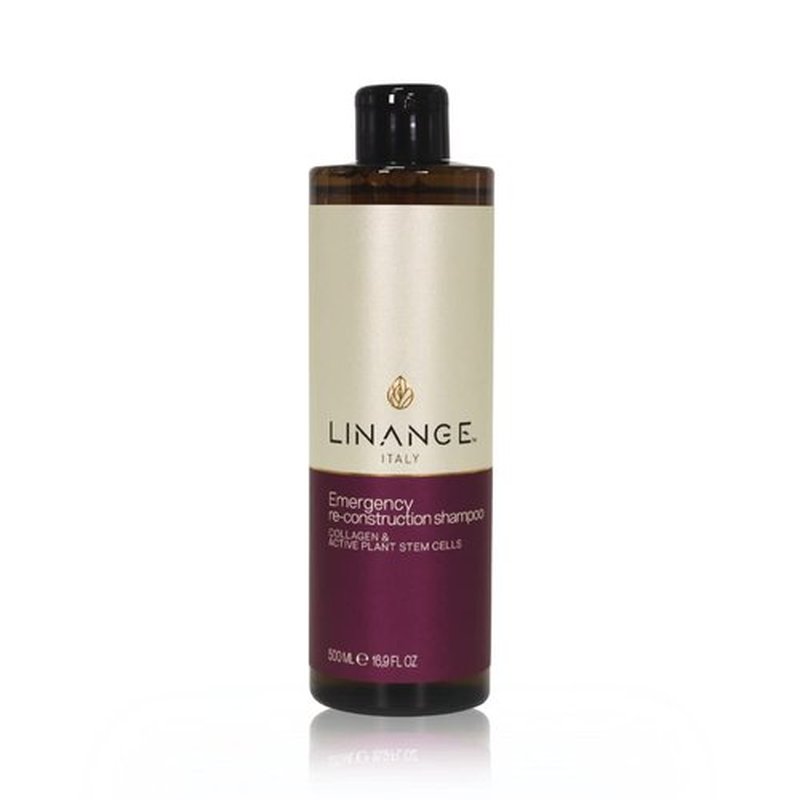 LINANGE Emergency Reconstruction Shampoo for Very Damaged Hair with Collagen, Keratin, and Shea Butter - Nourishing and Restructuring Shampoo, 500ml / 16.9 oz.