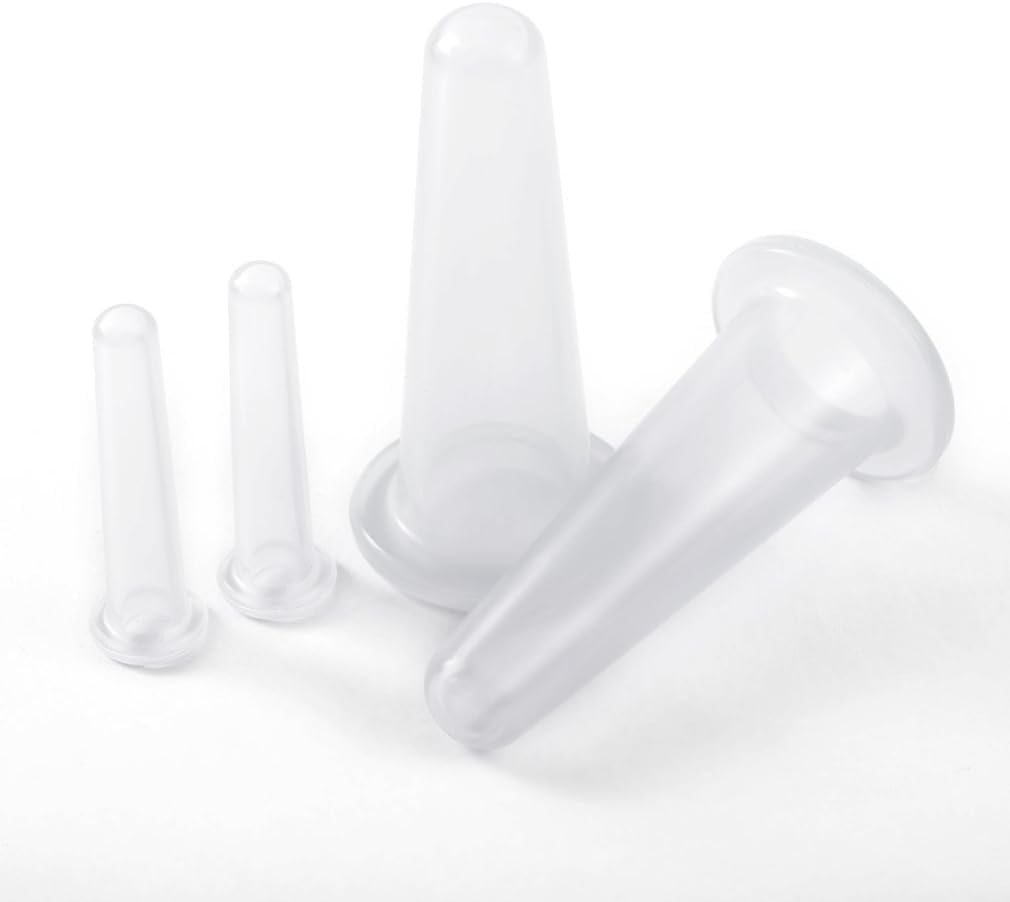 BWESOO 4Pcs Transparent Massage Cupping Set Silicone Mini Facial Cups Face Massager Helper Skin Care Neck Back Eyes Massaging Cup Safe to Use, Don't Worry About Burns Health Care Products