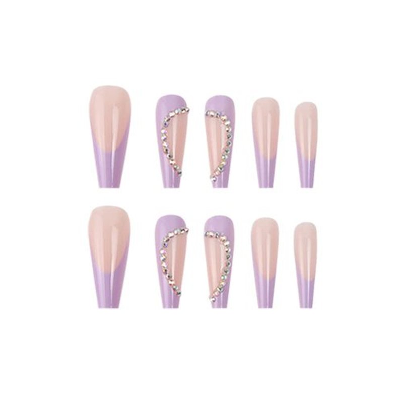 COCOBURI 24 Pcs Press on Nails Medium Purple Glossy Acrylic Fake Nails Coffin for Women