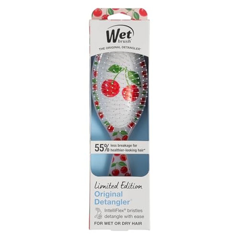 Wet Brush Original Detangler, Cherry (Tutti Fruitti), Ultra-Soft IntelliFlex Bristles Bristles Glide Through Tangles, Detangling Hair Brush, All Hair Types (Wet & Dry), Women & Men, Limited Edition