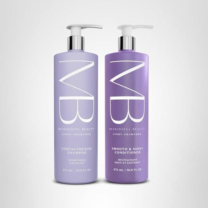 Meaningful Beauty Age-Proof Hair Care Starter Set, Strengthening Shampoo & Smooth and Shiny Conditioner Set, Plant Based Keratin Alternative, Restores Strength, Volume & Shine, Full Size, 16 Oz Each