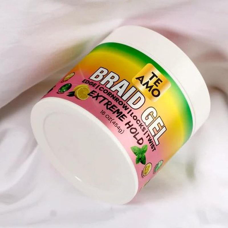 Te Amo Braiding Gel, Braid Gel | Lock N Twist | For Extreme Hold, Smooths & Tames Frizz | No Flaking Or Drying | High Shine, Long Lasting For Braids, Locks, Twists, Cornrows. (16 oz Lemon Mint)
