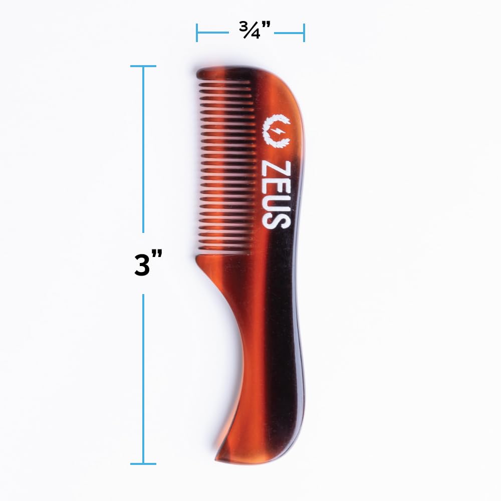 ZEUS Handmade Saw-Cut Mustache Pocket Comb for Men (Tortoiseshell) B12