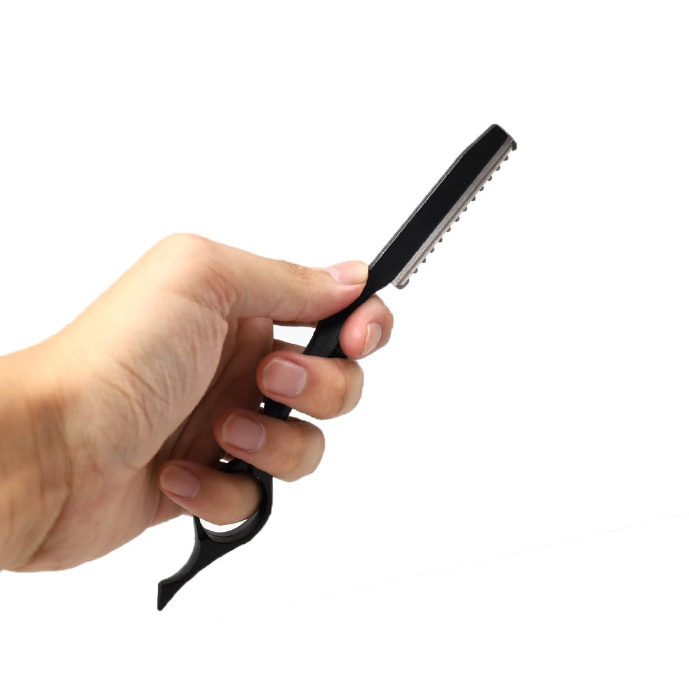 GlamorDove Hair Styling Cutting Razor Hair Extension Tool Hair Thinning Comb Hair Cutting Razor Set With 10pcs Replacement Blades Stainless Steel for Barber Salon Home Use