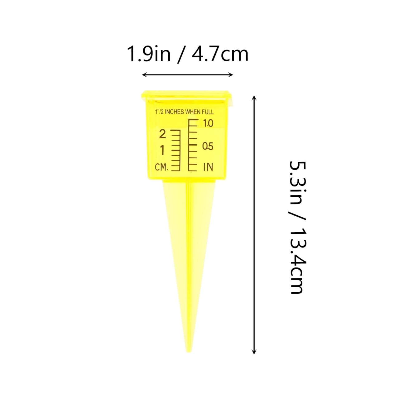 Housoutil 2Pcs Rain Gauge Sprinkler Outdoor, 1.5 Inch Lawn Water Gauge, Measuring Tool for Accurate Rainfall Monitoring, Yellow Precision Measuring Cups for Garden Yard and Grass Watering