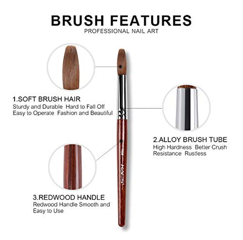 KADS Kolinsky Sable Acrylic Nail Art Brush Red Wood Pen Nail Brush for Nail Art Manicure Tool (18#)