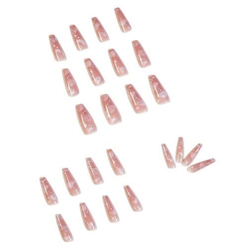 GALSPRO Long Press on Nails - Set of 24 Fake Nails with Designs in 12 Different Sizes for Perfect Fit, Cute False Nails Kit for Women with 0.07oz Nail Glue, A Double Sided Nail File & Cuticle Stick
