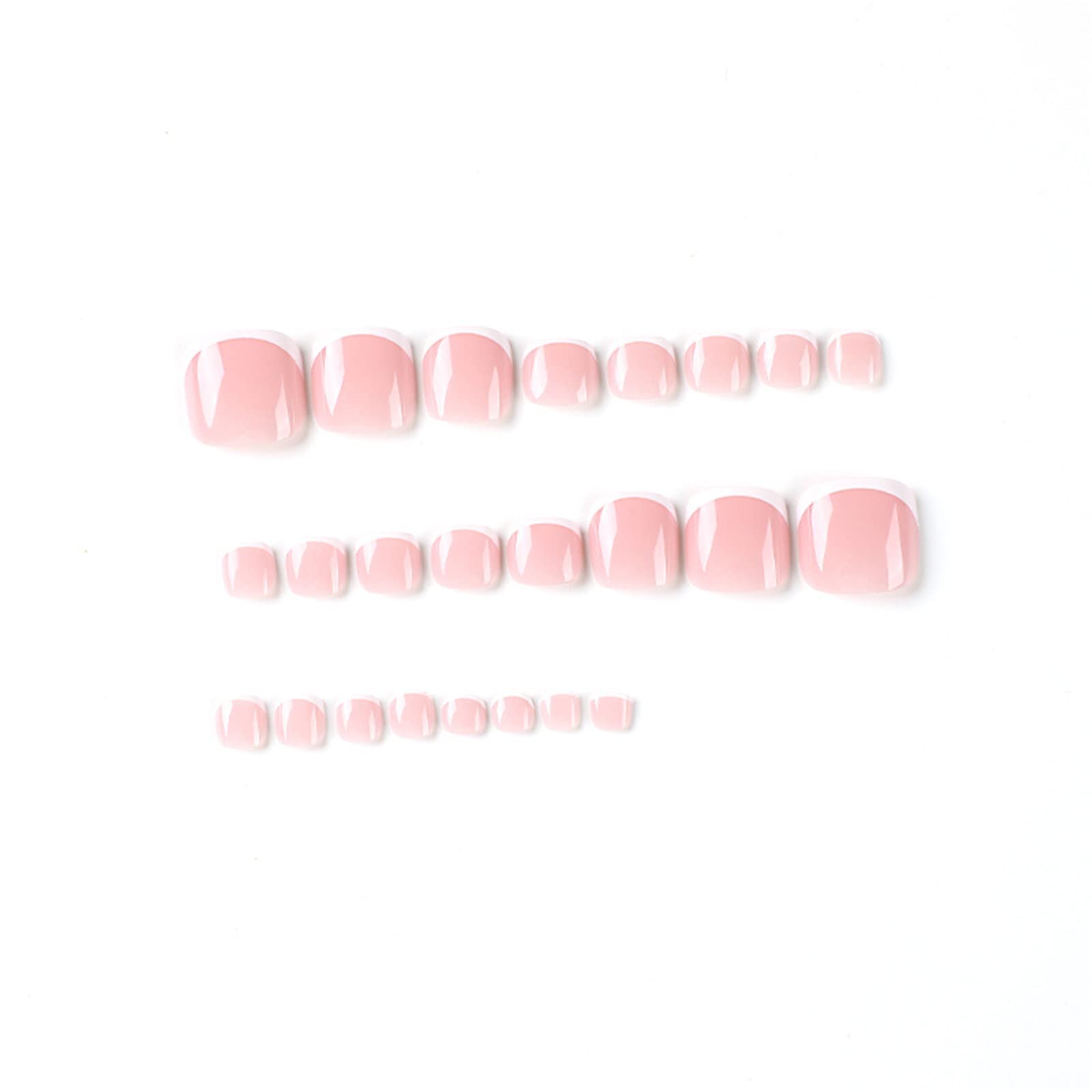 VOTACOS French Tip Press on Toenails Press on Nails Short Square 24PCS Fake Toeails with Ballerina Designs Nude Full Cover Glossy Toe Fake Nails Acrylic Toenails for Women Toe Nail X26