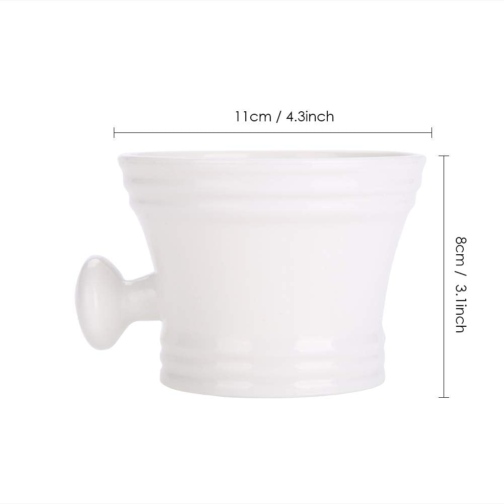 Brrnoo Shaving Bowl, Shaving Soap Bowl For Men Heat Insulation Smooth Shaving Bowl, Mug with Knob Handle, ABS Shaving Soap Bowl Foam Shaving Soap Cream Bowl (White)
