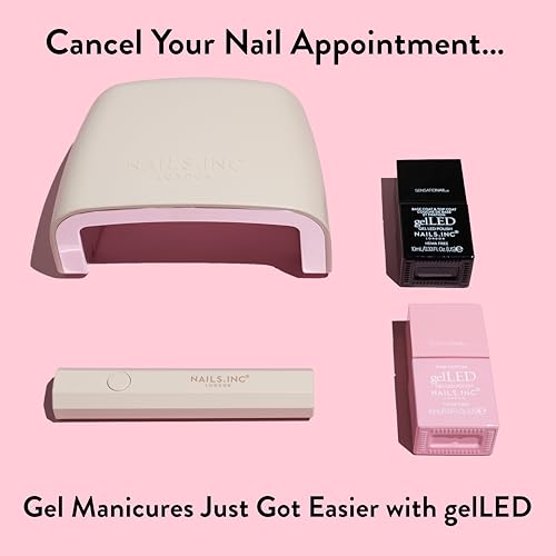 Nails Inc GelLED Portable LED Lamp, Cures in 30 Seconds, Nail Dryer for DIY Gel Nails, Easy Flash Cure Lamp, Automatic Sensor, Plug in USB Nail Light for Beginners, 5W, 1 Count