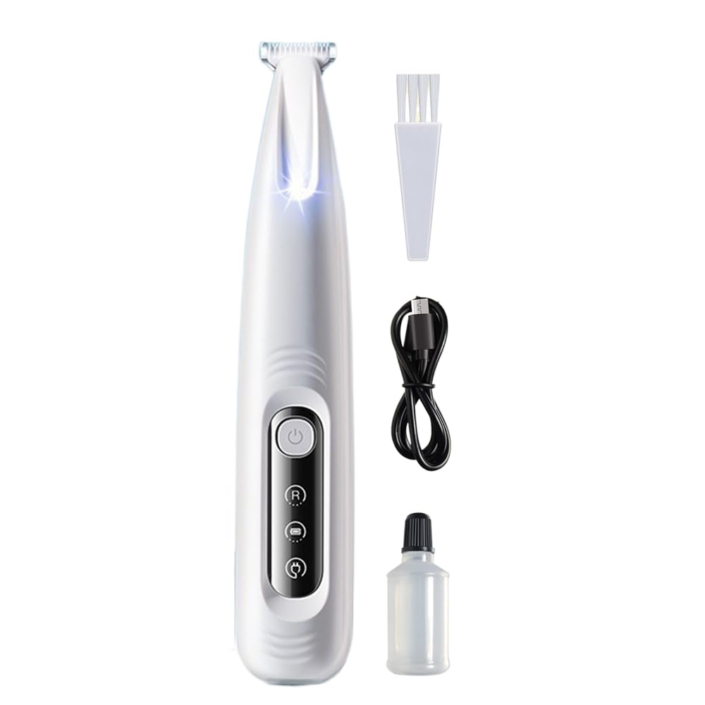 KAMOJI Cat Grooming Trimmer, 2026 New Waterproof Rechargeable Shaver with LED Light, Upgrade Electric Quiet Dog Cat Grooming Trimmer Multifunctional Pet Hair Trimmer (White)