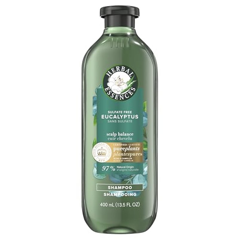 Herbal Essences Eucalyptus Sulfate Free Shampoo, Scalp Balance, 13.5 Fl Oz, with Certified Camellia Oil and Aloe Vera, For All Hair Types, Especially Dry Scalp