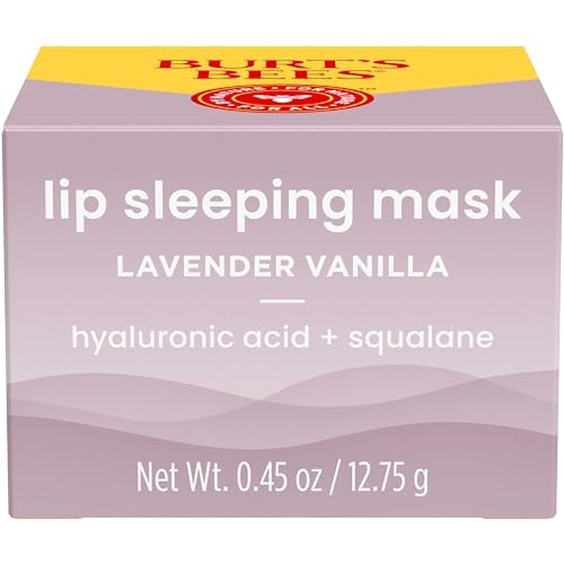 Burt’s Bees Lavender Vanilla Lip Sleeping Mask, With Hyaluronic Acid and Squalane Moisturizer To Instantly Hydrate Lips, Overnight Mask and Treatment, 0.45 oz.
