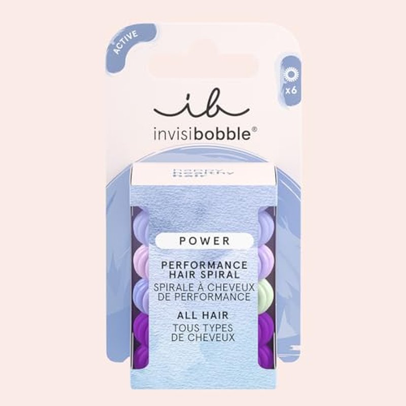 invisibobble Power Traceless Spiral Hair Ties - 6 Pack - Strong Elastic Grip Coil Hair Accessories for Active Women - Non Soaking - Gentle for Girls Teens and Thick Hair (Gym Jelly)
