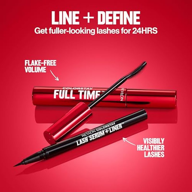 REVLON ColorStay Lash Serum + Liner, Waterproof Eyeliner, Healthier Looking Eyelashes, Smudge-Resistant Flexible Brush Tip, 001 Blackest Black