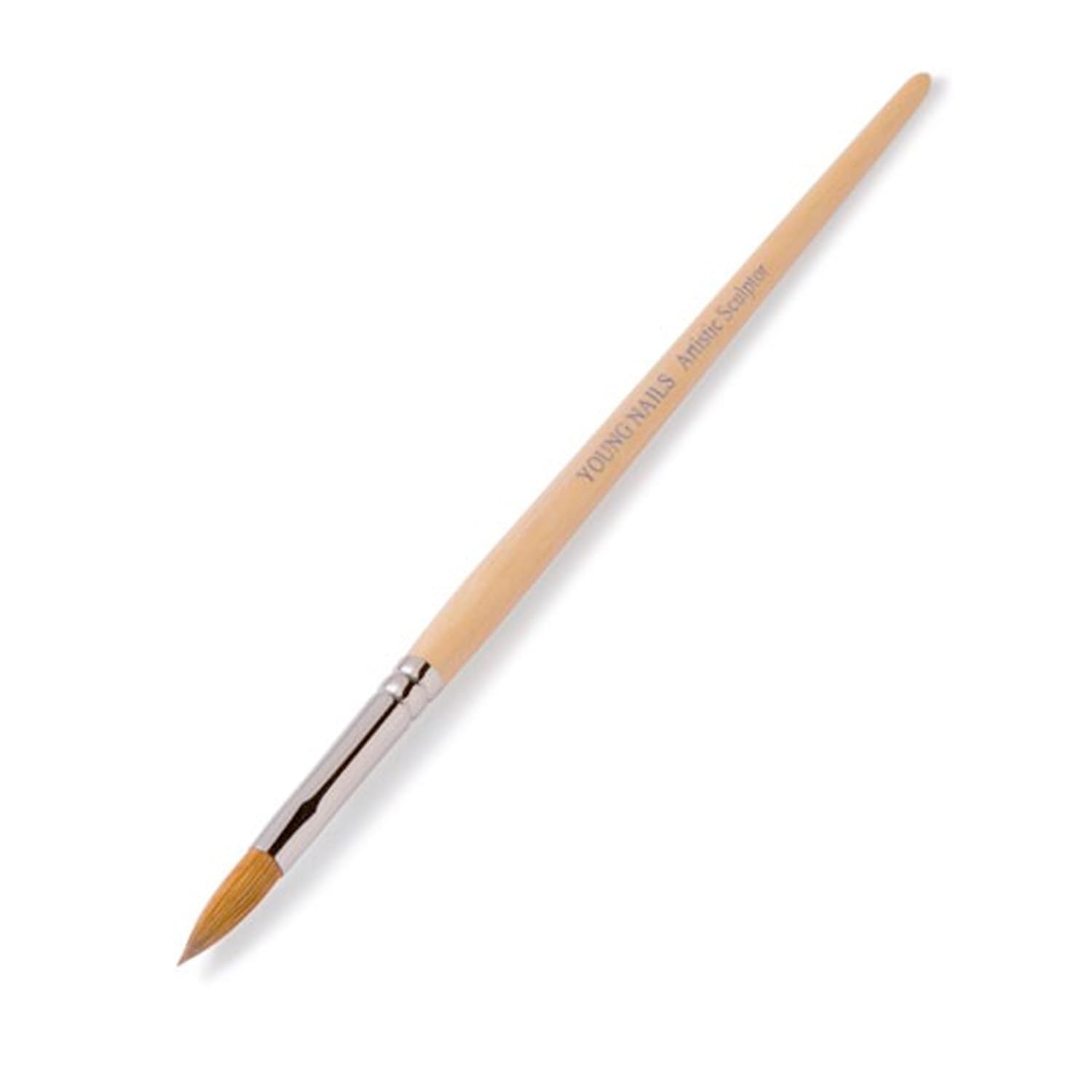 Young Nails Artistic Sculptor Brush - Size 9 Oval, Soft Firm Bristle Brush for Acrylic Application, Fills, Powder, Nail Art, Extension, Gel Nails, Fine Lines, Outlines, For Beginner & Professional