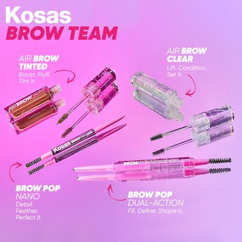 Kosas Brow Pop Eyebrow Pencil – Brow Pencil with Spoolie, Medium Chocolate Brown