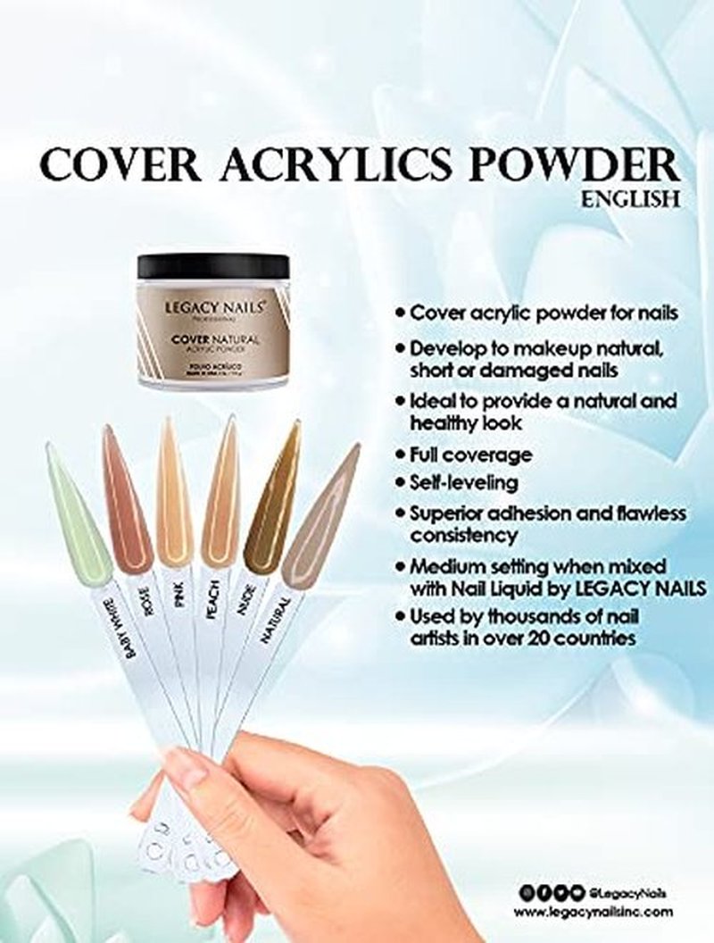 Legacy Nails Professional Cover Acrylic Powder, 4 ounces - Ideal For French Nail Art, Create Nail Art, Nail Extension That Provide a Healthy, Natural Look To Nails (NATURAL)