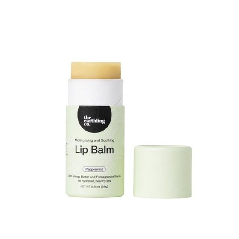 The Earthling Co. Lip Balm - Organic Mint Moisturizer - Bee-Free Treatment Stick with Pomegranate & Coconut (0.33 oz)