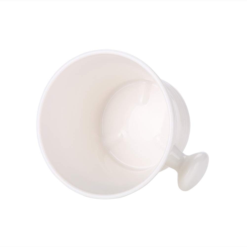 Brrnoo Shaving Bowl, Shaving Soap Bowl For Men Heat Insulation Smooth Shaving Bowl, Mug with Knob Handle, ABS Shaving Soap Bowl Foam Shaving Soap Cream Bowl (White)