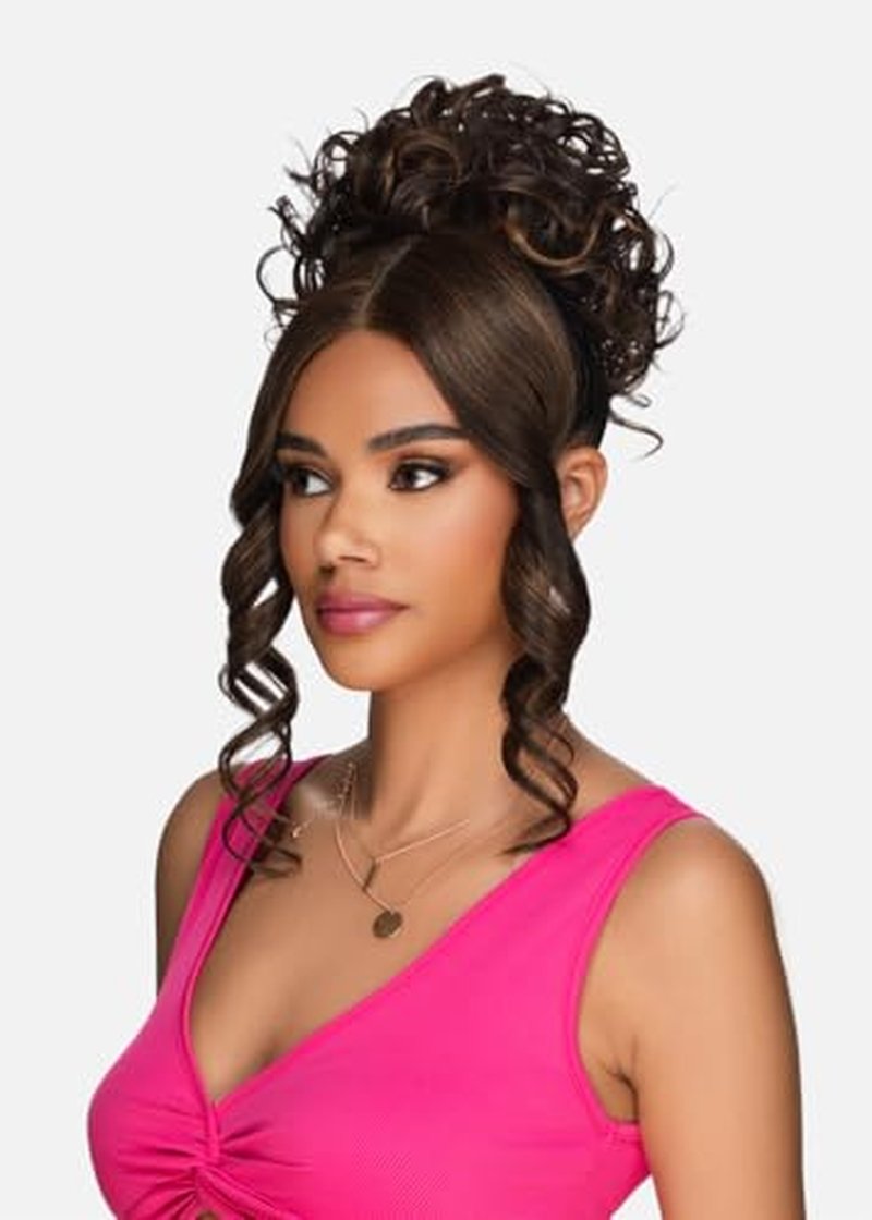 Vivica A. Fox Hair Collection LBPB-VIOLET, Bang & Bun, Quick and Easy Lace, Ponytail Bun and Lace Bangs (FS1B/30)
