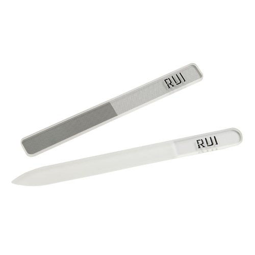 Rui Smiths CarbonConscious Glass Nail File & Nano Glass Buffer Set for Shiny Manicure Grooming - Reusable, Comes with Protective Cases