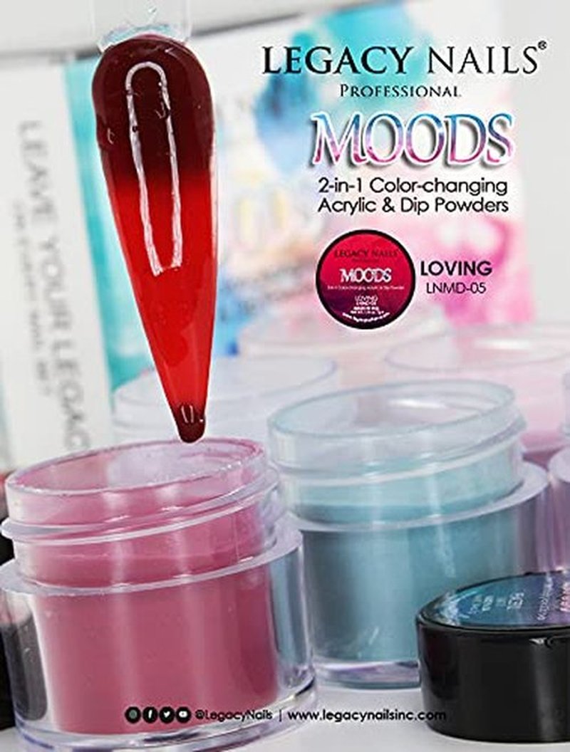 Legacy Nails Professional COLLECTION Acrylic Powder Kit 6 Colors Nail Art Set for Manicure DIY for Dip & Acrylic Nail Extensions (MOOD COLLECTION)