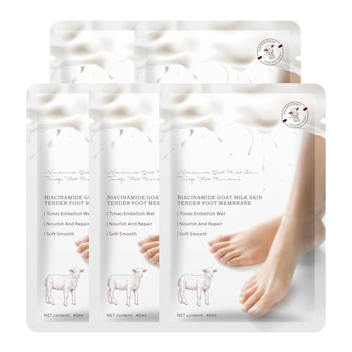 GUOYAOLIFU Hydrating Hand Foot Masks Set for Women Men,5 Pack Socks Mask for Dry Cracked Feet（Milk）